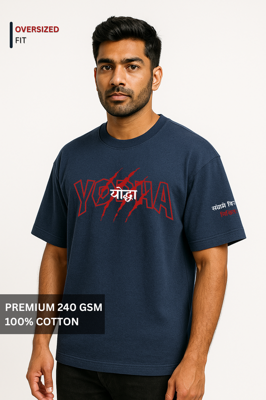 YODHA – Oversized Premium Tee (Navy Blue)